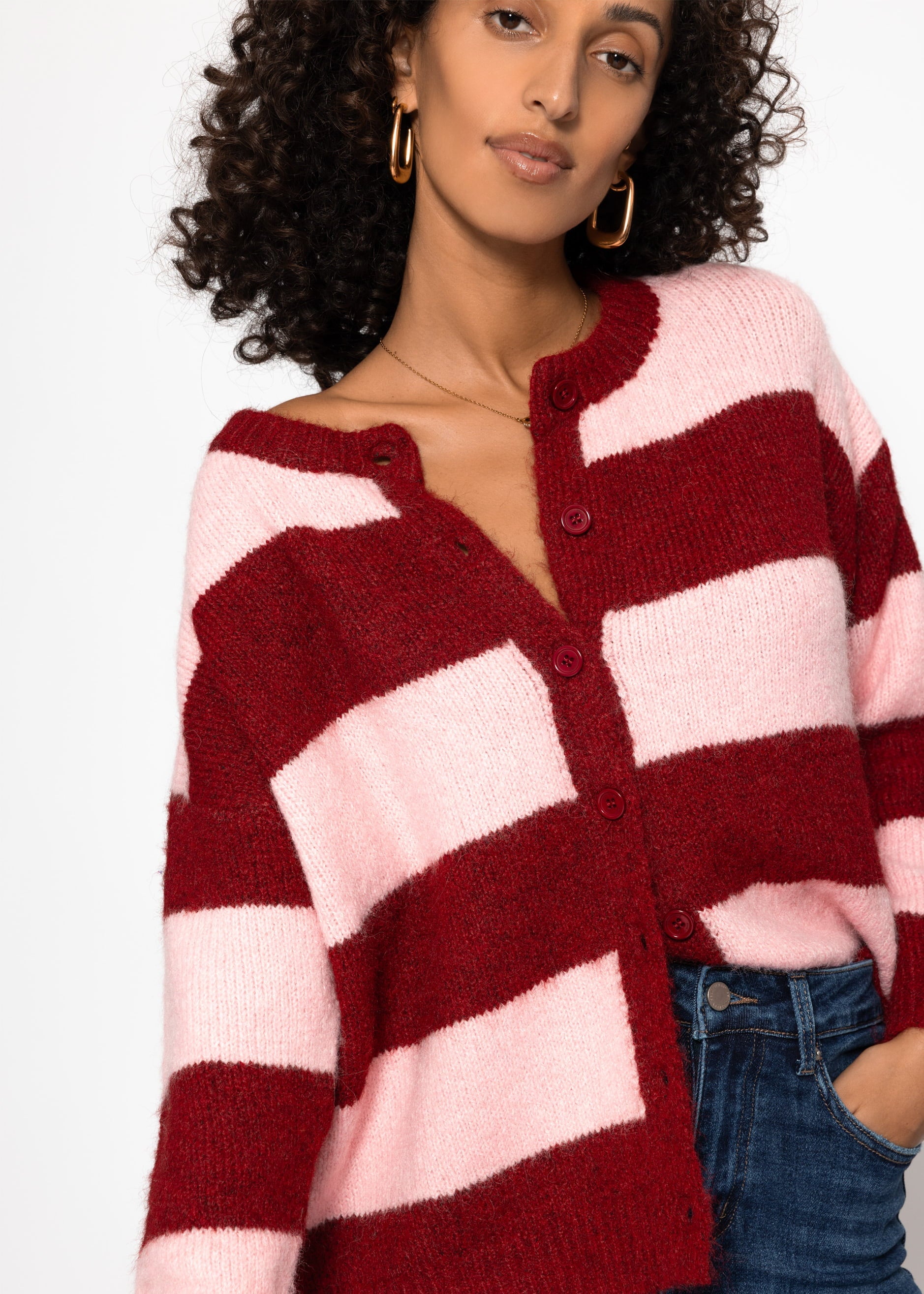 Cardigan MIT Blockstreifen - Burgogne