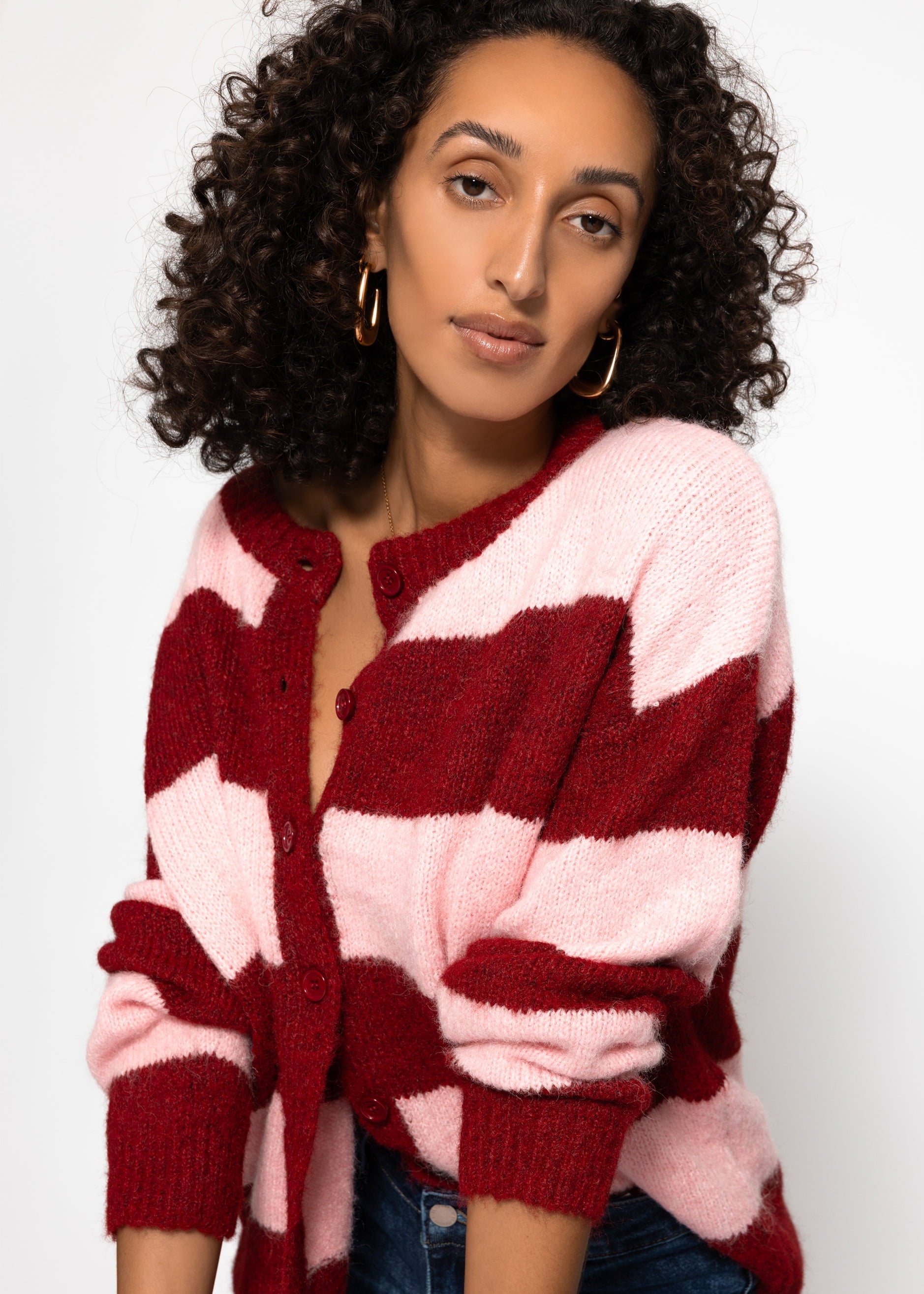 Cardigan MIT Blockstreifen - Burgogne