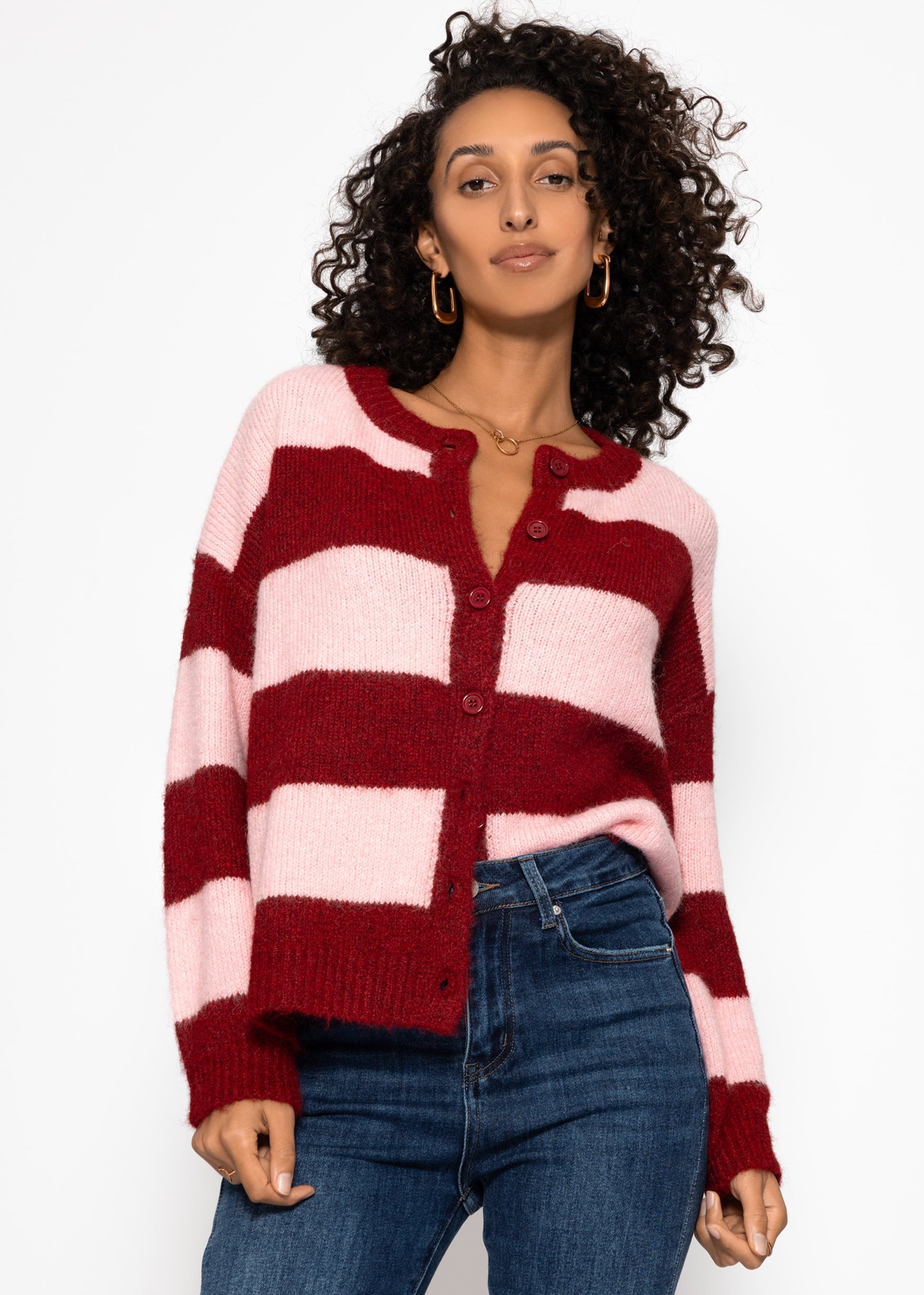 Cardigan MIT Blockstreifen - Burgogne