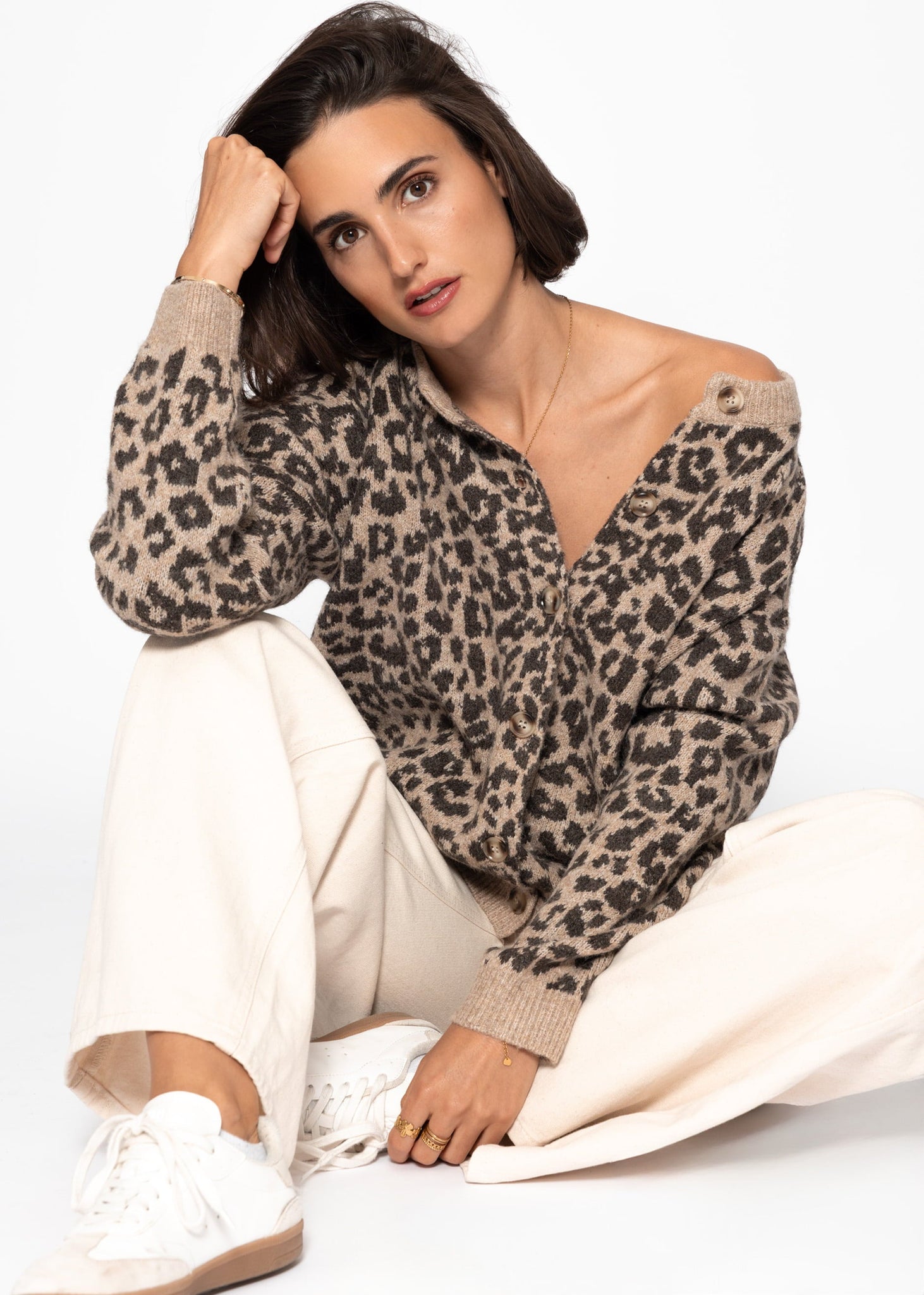 Cardigan Mit Leo -Muster - Braun