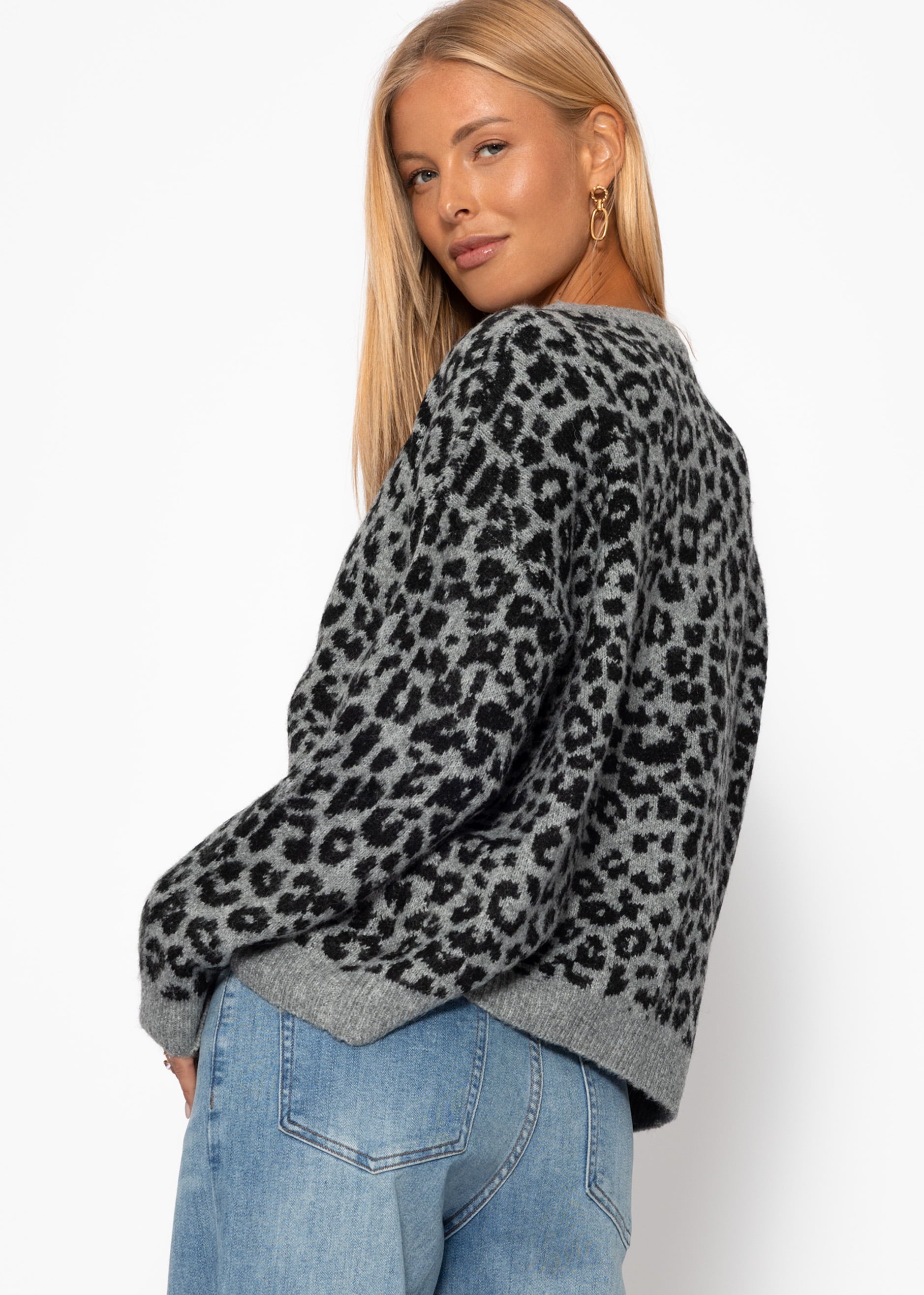 Cardigan Mit Leo -Muster - Grau
