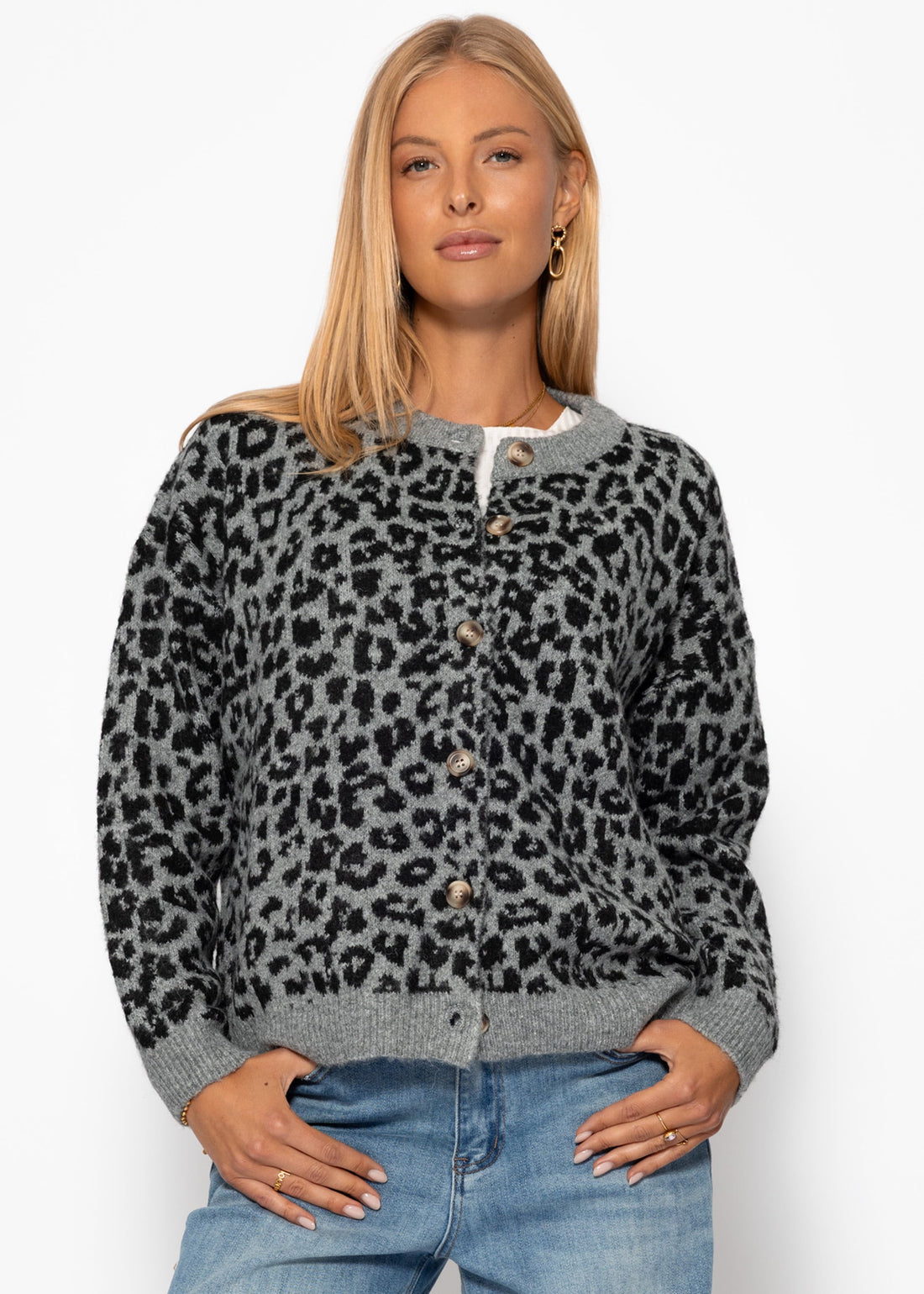 Cardigan Mit Leo -Muster - Grau