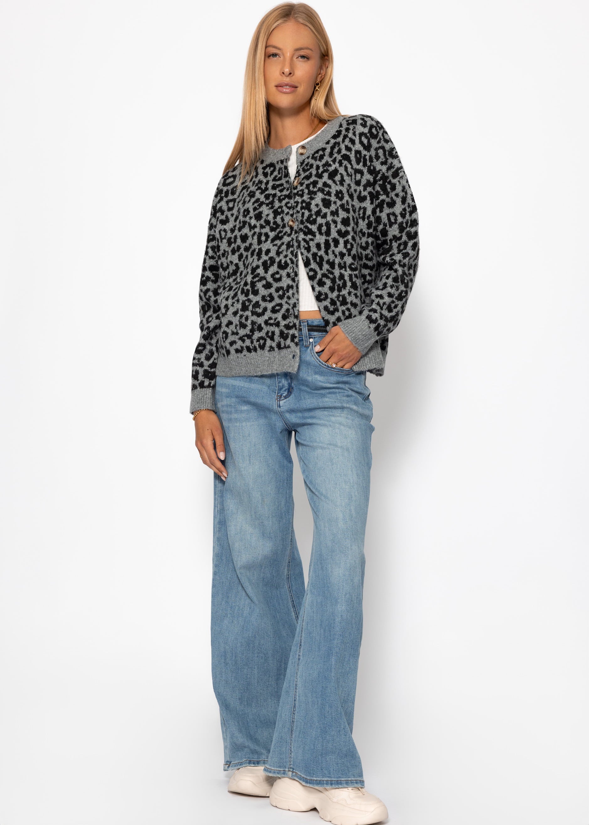 Cardigan Mit Leo -Muster - Grau