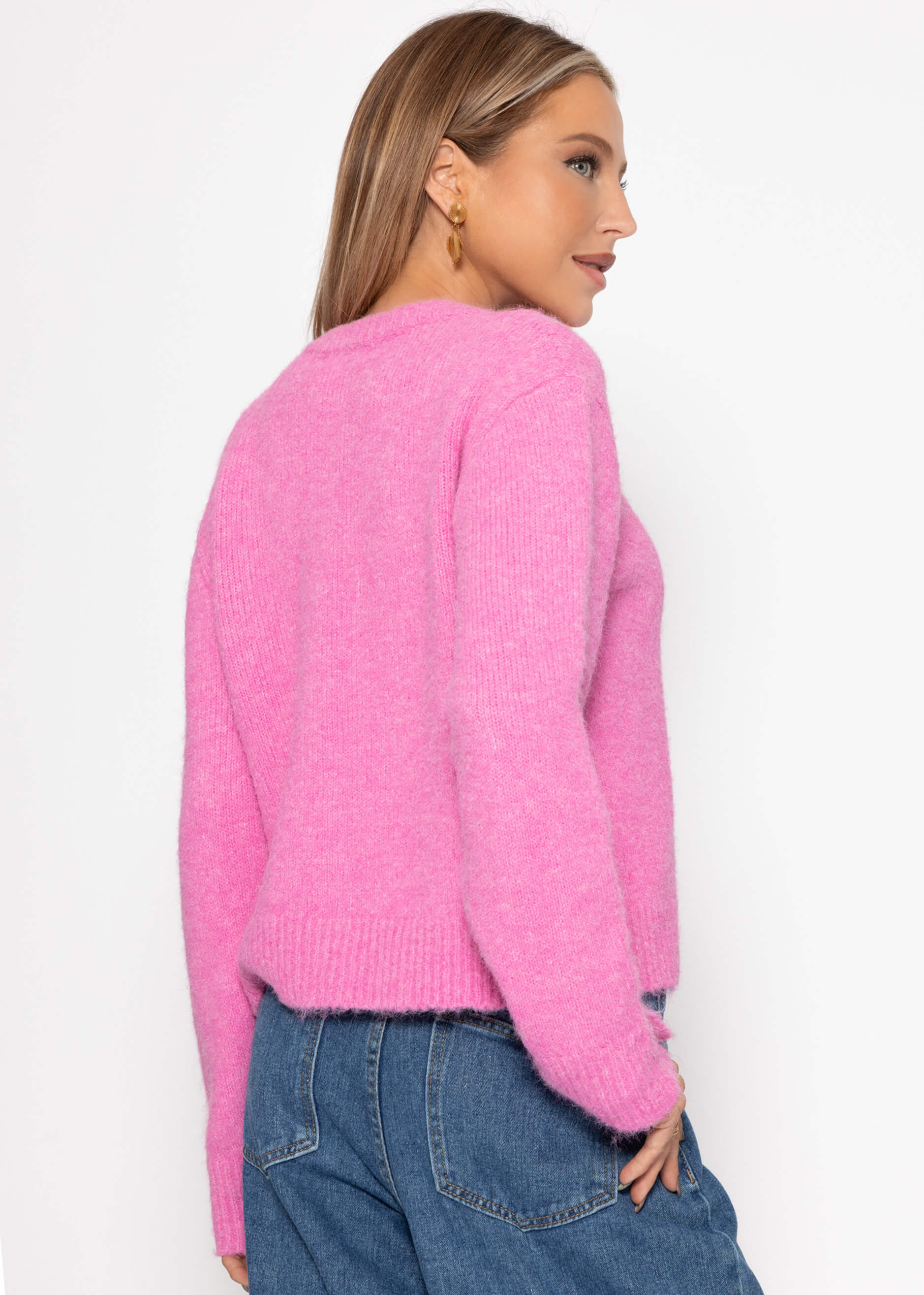 Cardigan mit perlenknöpfen - rosa