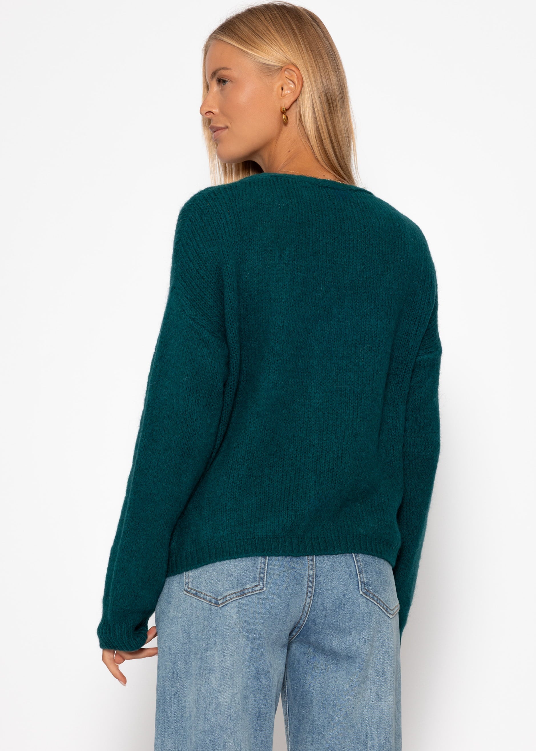 Cardigan mit V-Ausschnitt und Knopfleiste - dunkelgrün