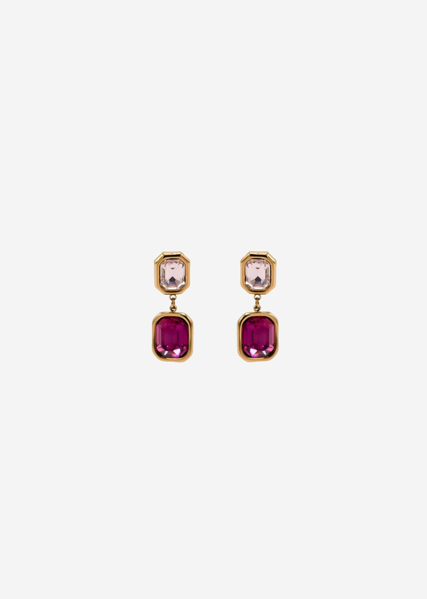 Elegante ohrhänger mit rosa und roten schmucksteinen - or