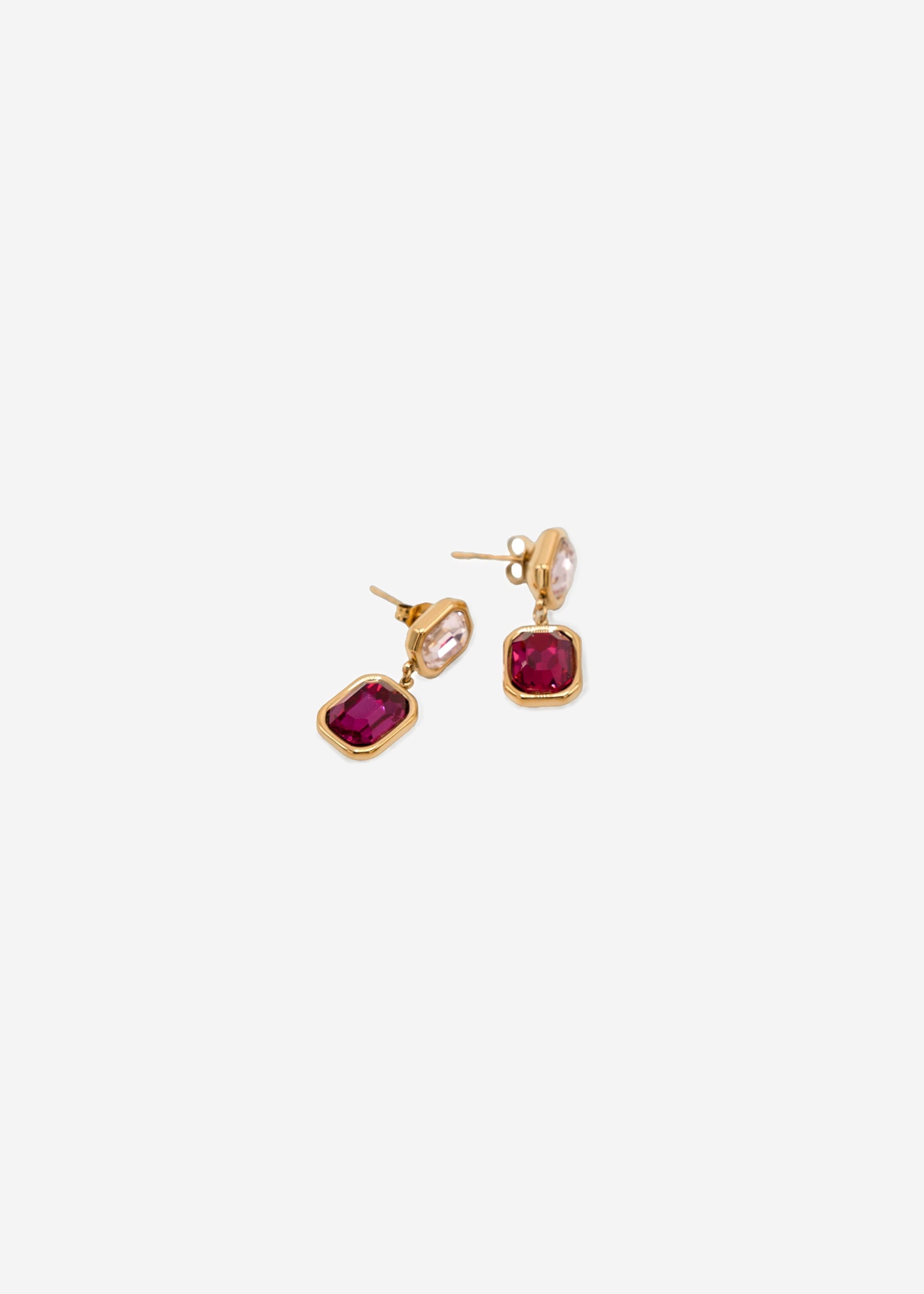 Elegante ohrhänger mit rosa und roten schmucksteinen - or