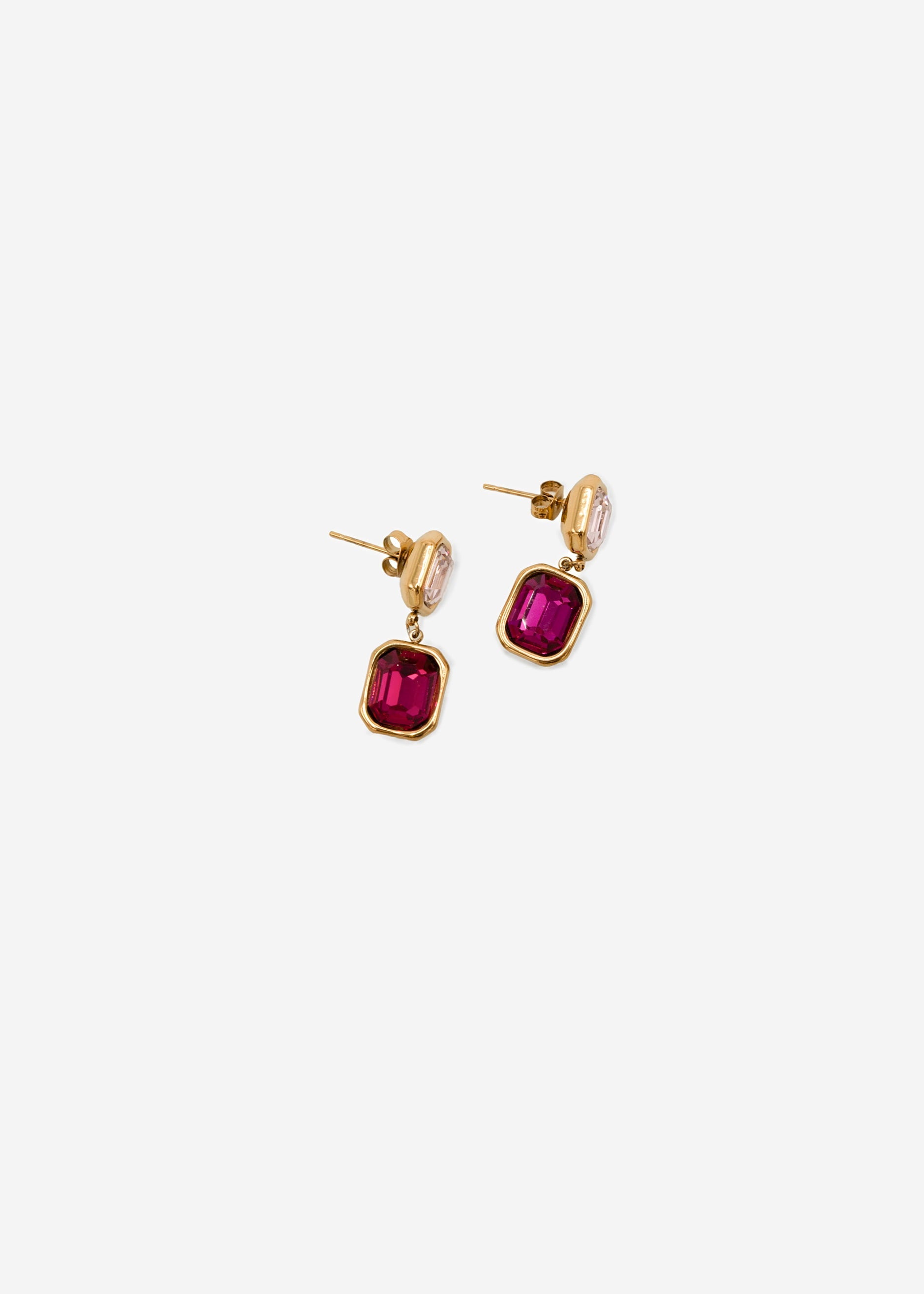 Elegante ohrhänger mit rosa und roten schmucksteinen - or