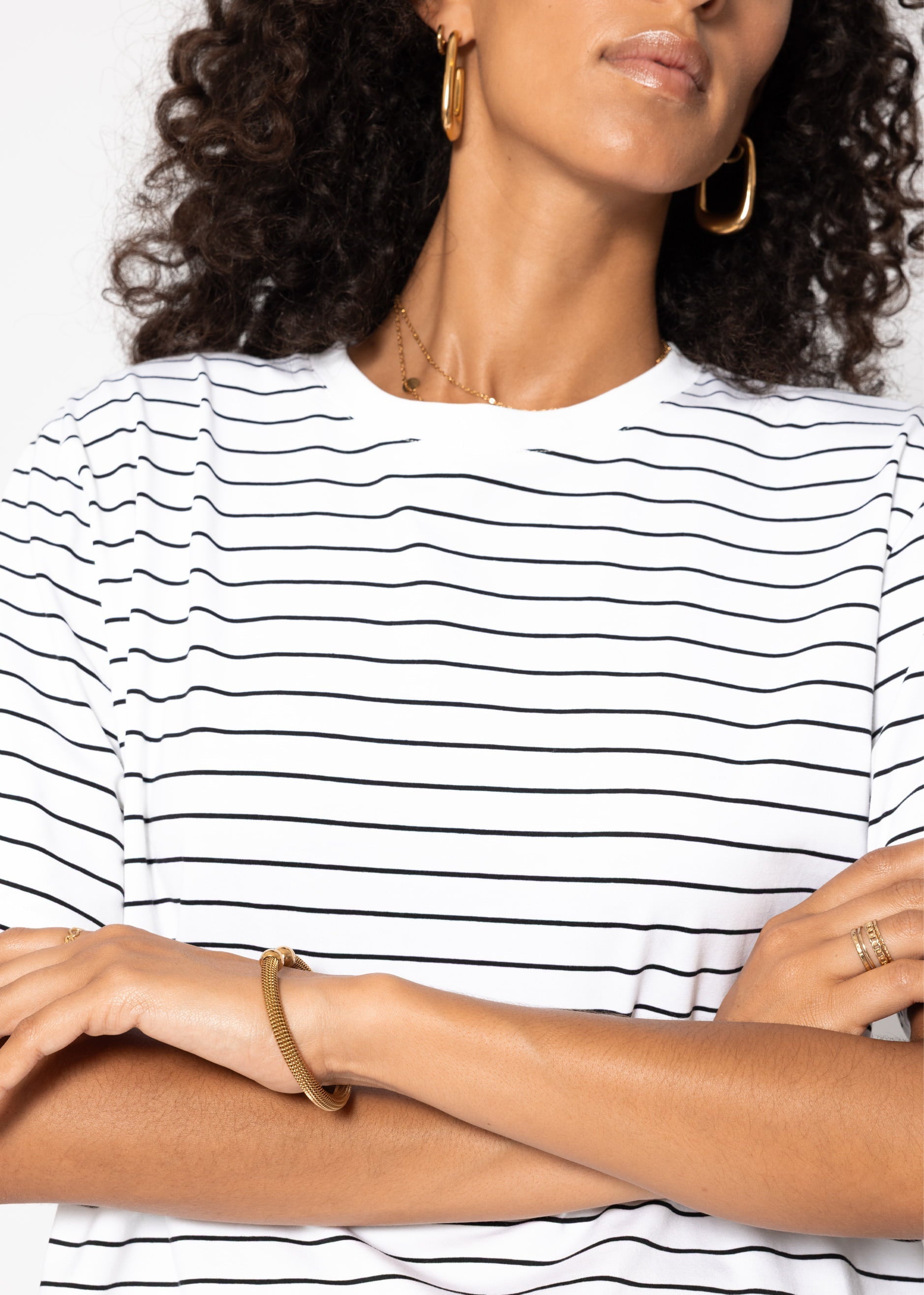 GestReiftes T -shirt - Offwhite