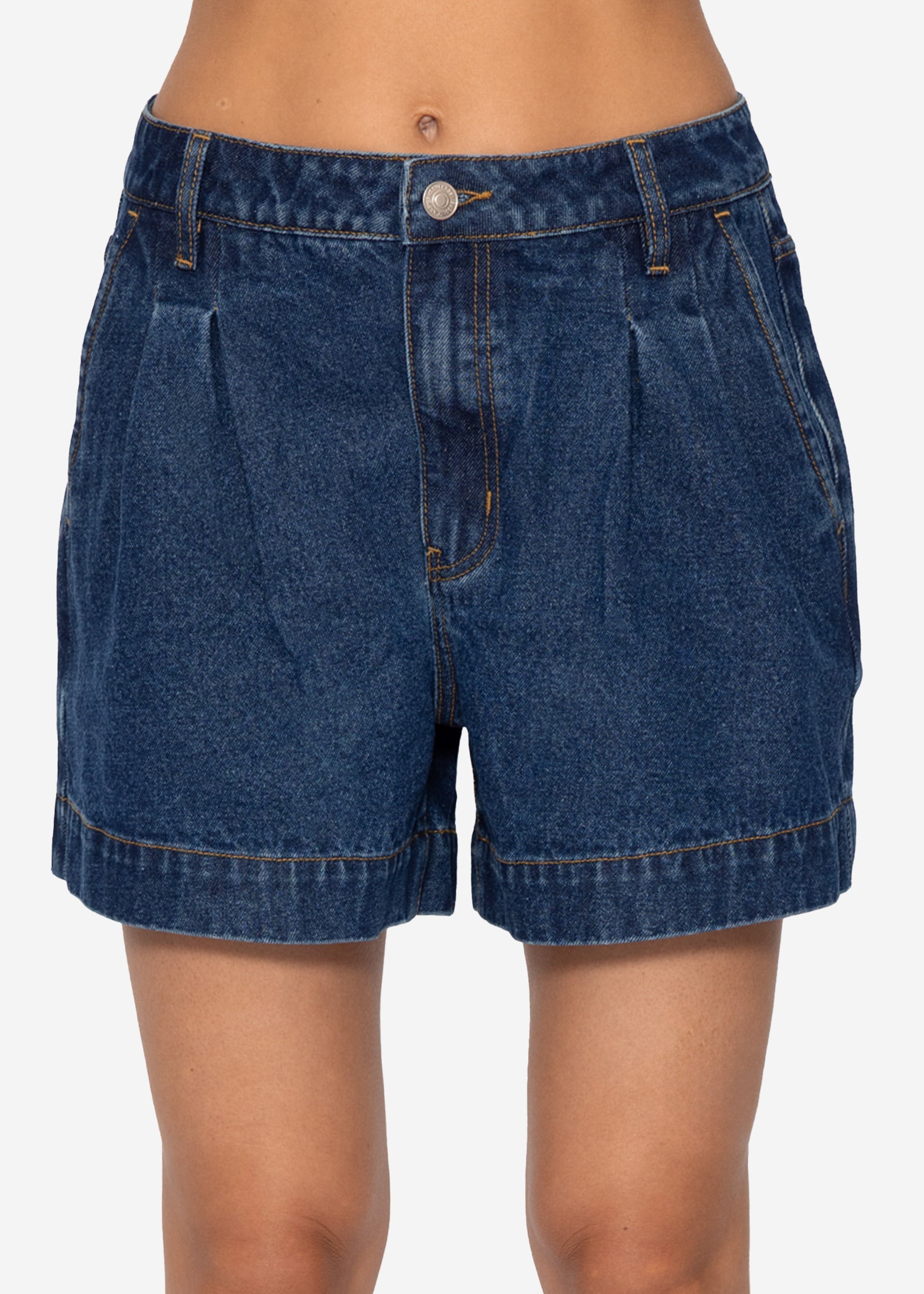 Shorts de jean à taille haute - Dunkelblau