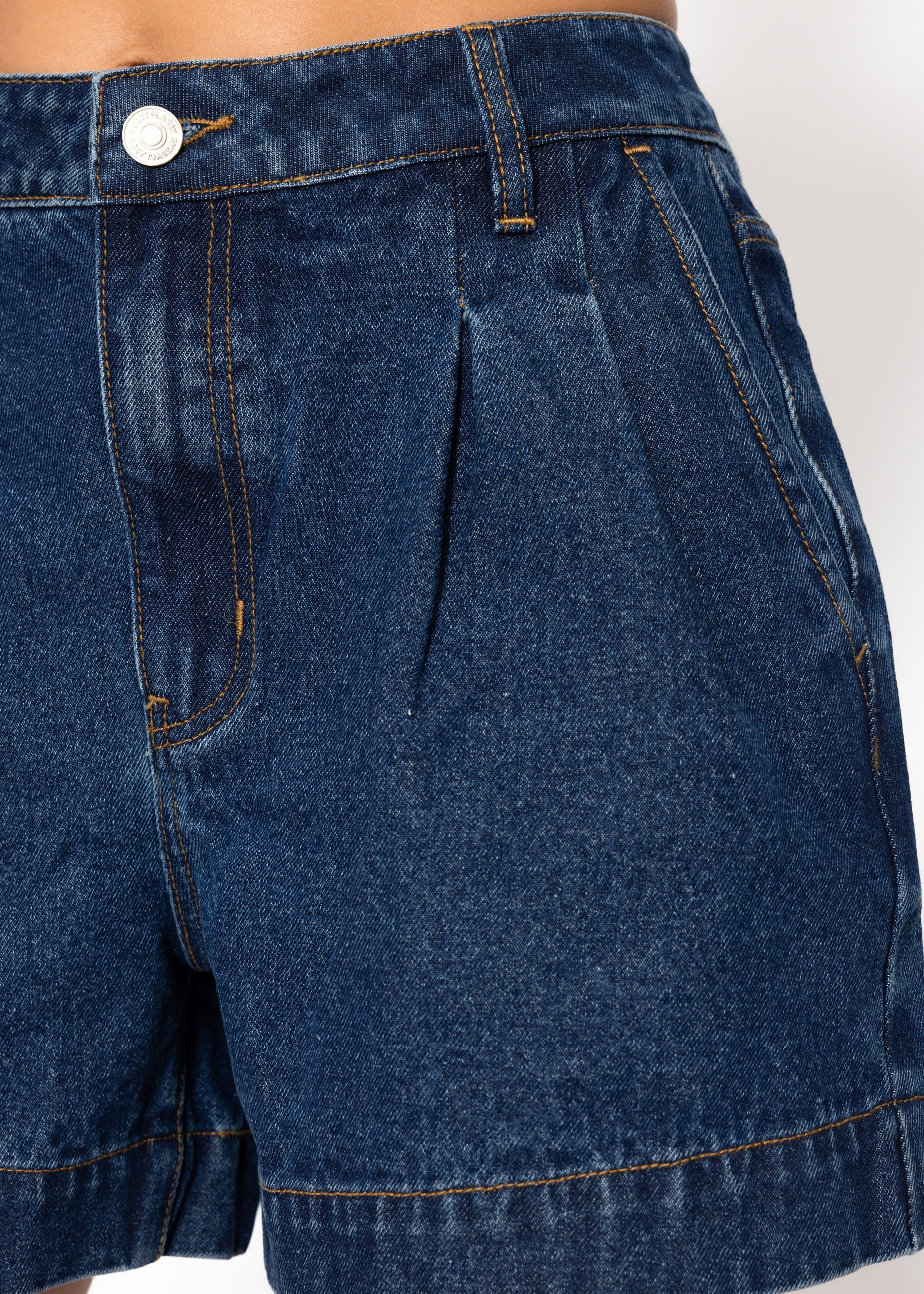 Shorts de jean à taille haute - Dunkelblau