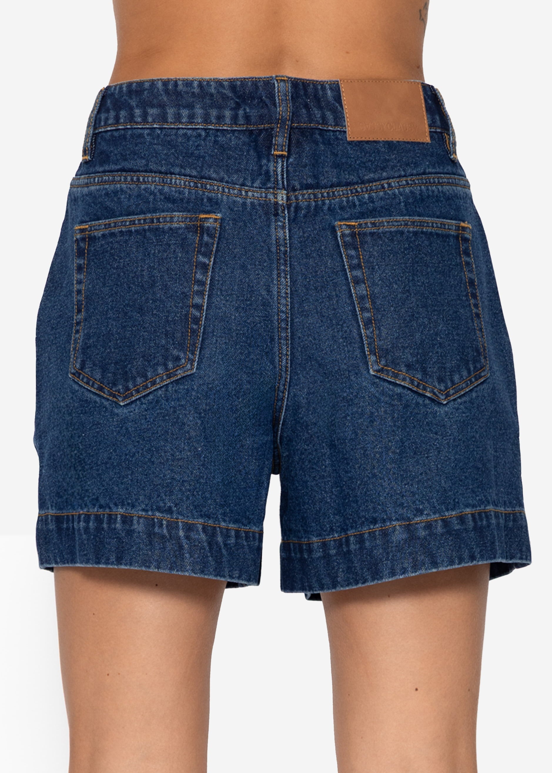 Shorts de jean à taille haute - Dunkelblau