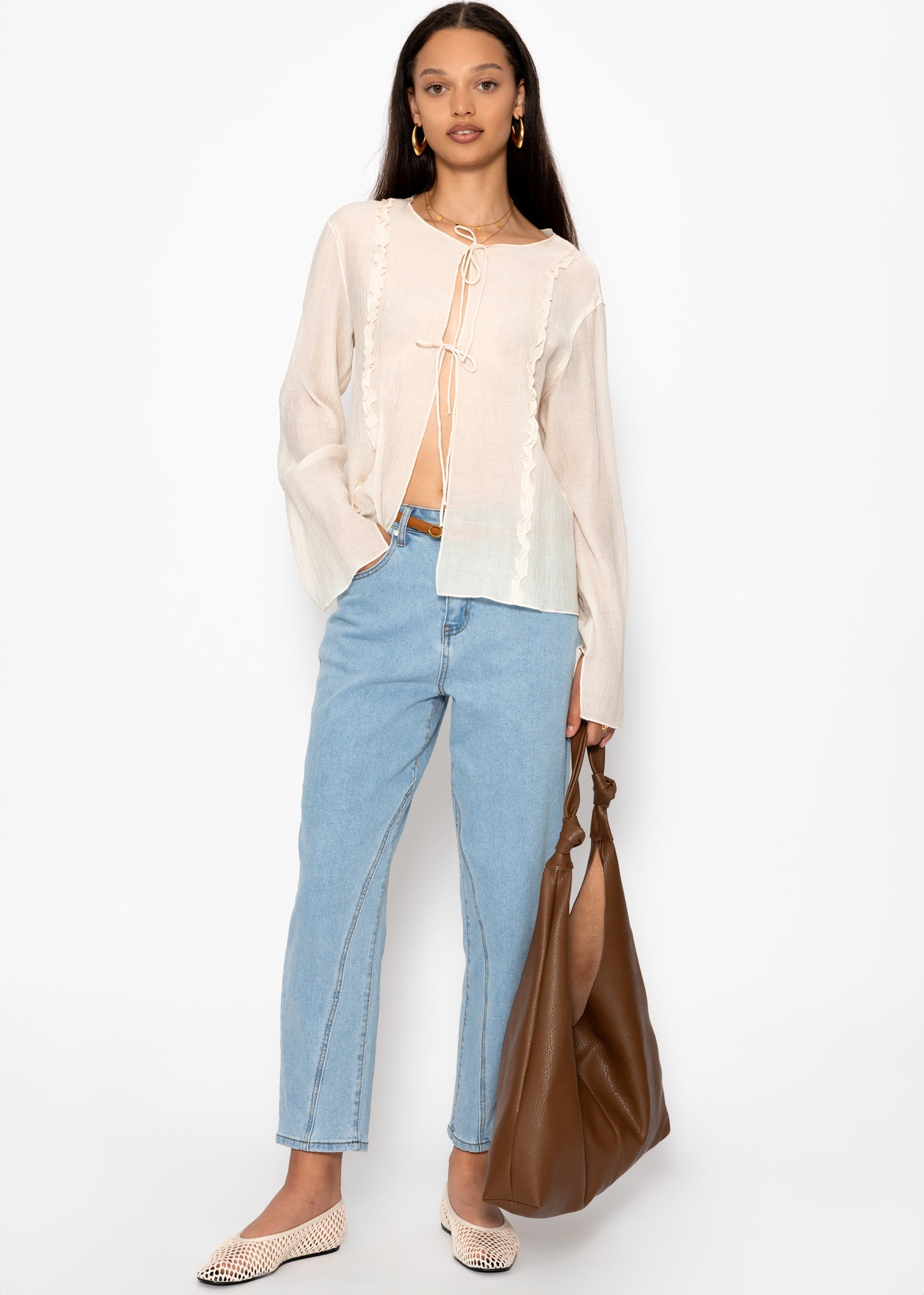 Jeans highwaist mit ziernaht - Hellblau