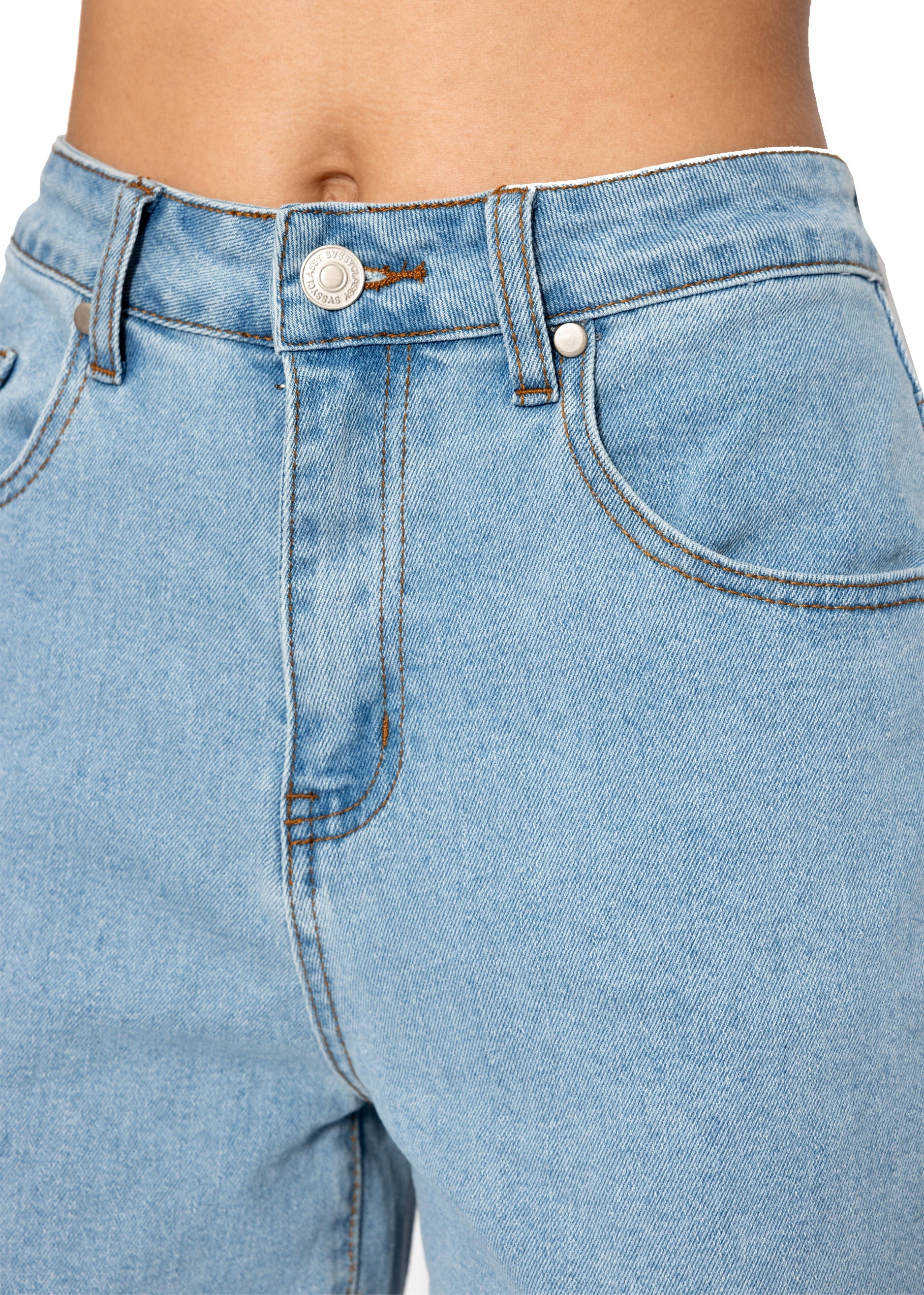 Jeans highwaist mit ziernaht - Hellblau