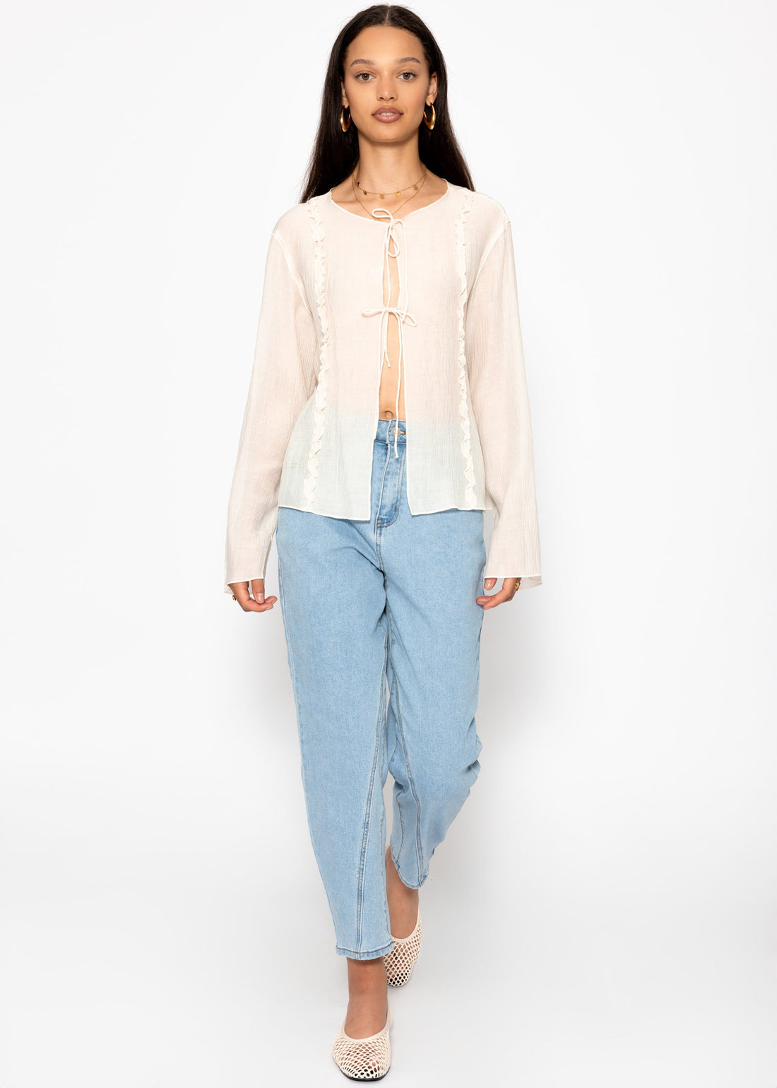 Highwaist Jeans Mit Ziernaht - Hellblau