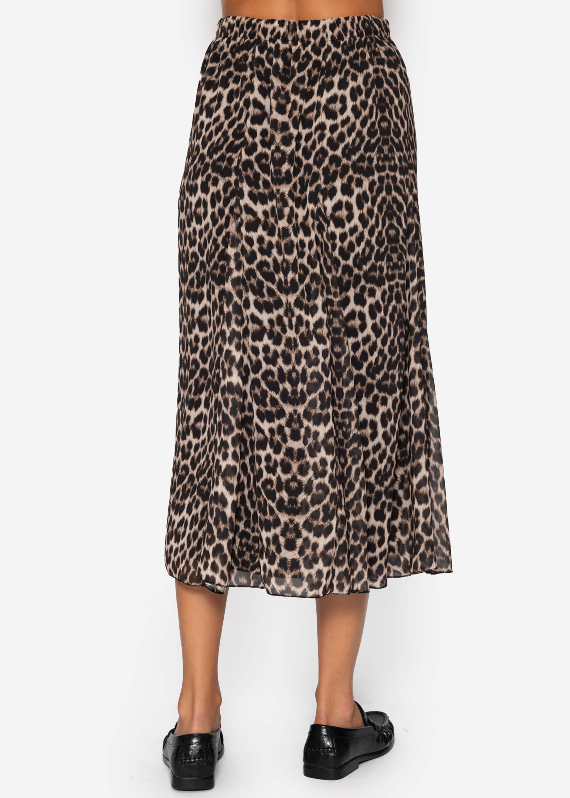 Langer Chiffon Rock Mit Leo -Print - Beige