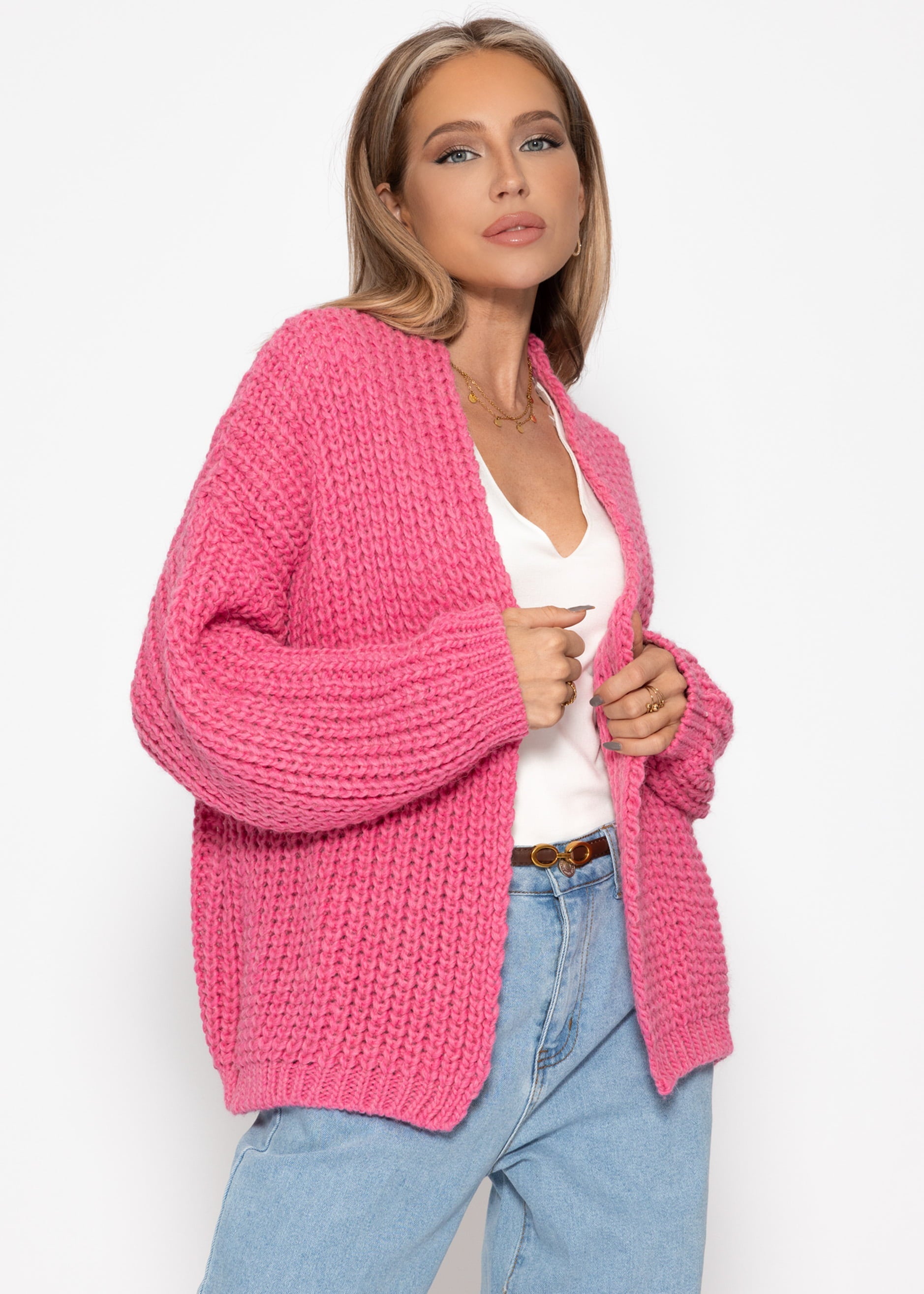Bevëlkerung Grobstrick-Cardigan - rosa