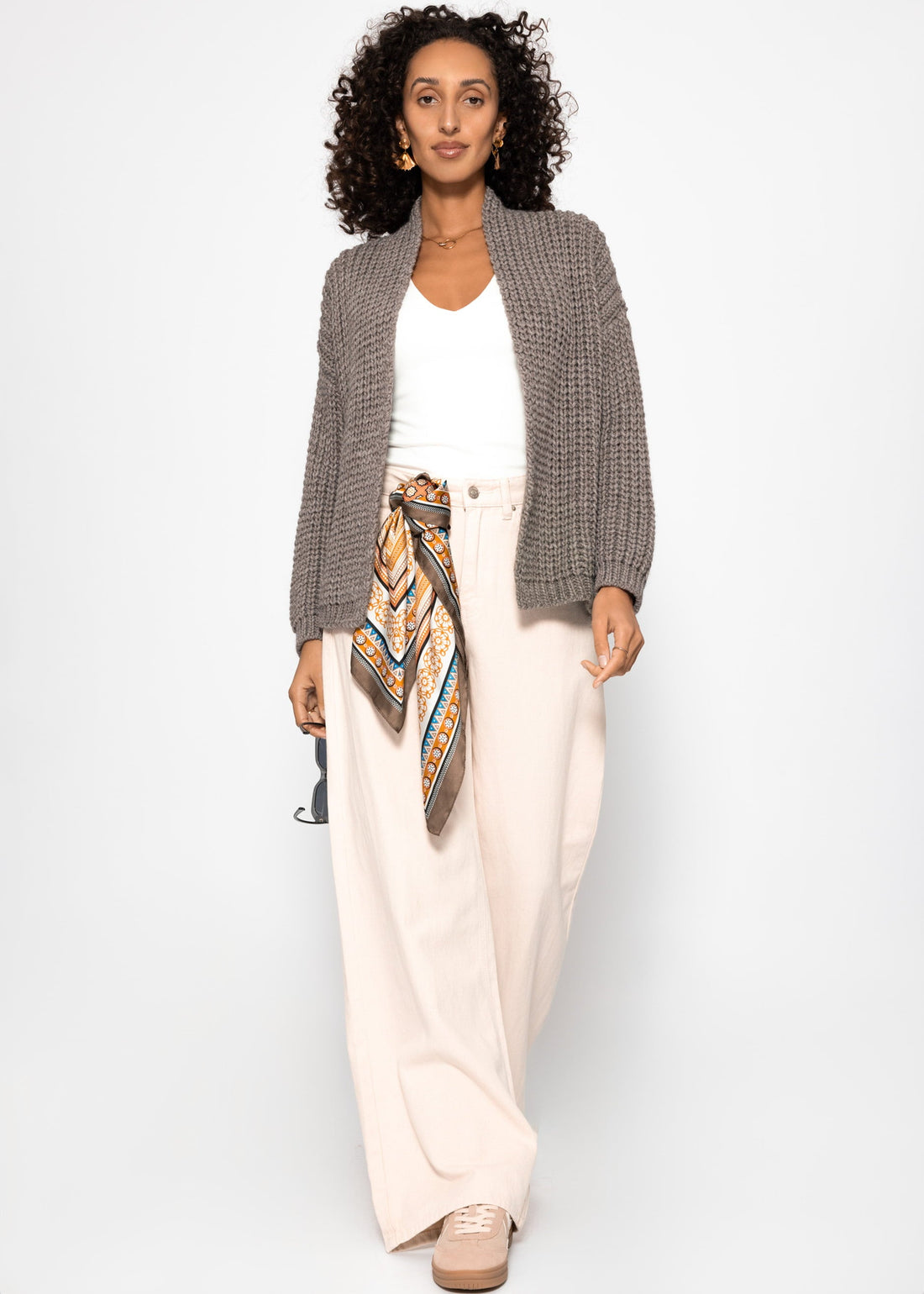 Bevëlkerungsbroch-Cardigan - Taupe