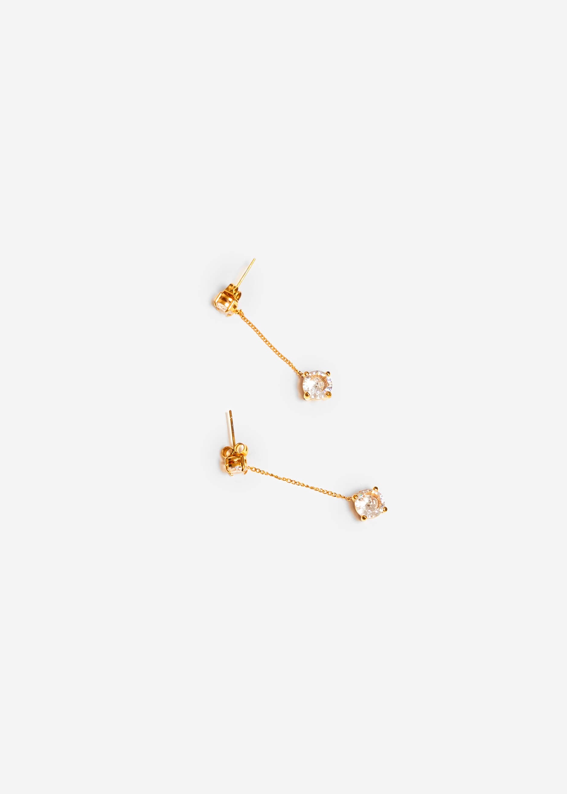 Ohrstecker mit hängendem funkelndem Stein - Gold