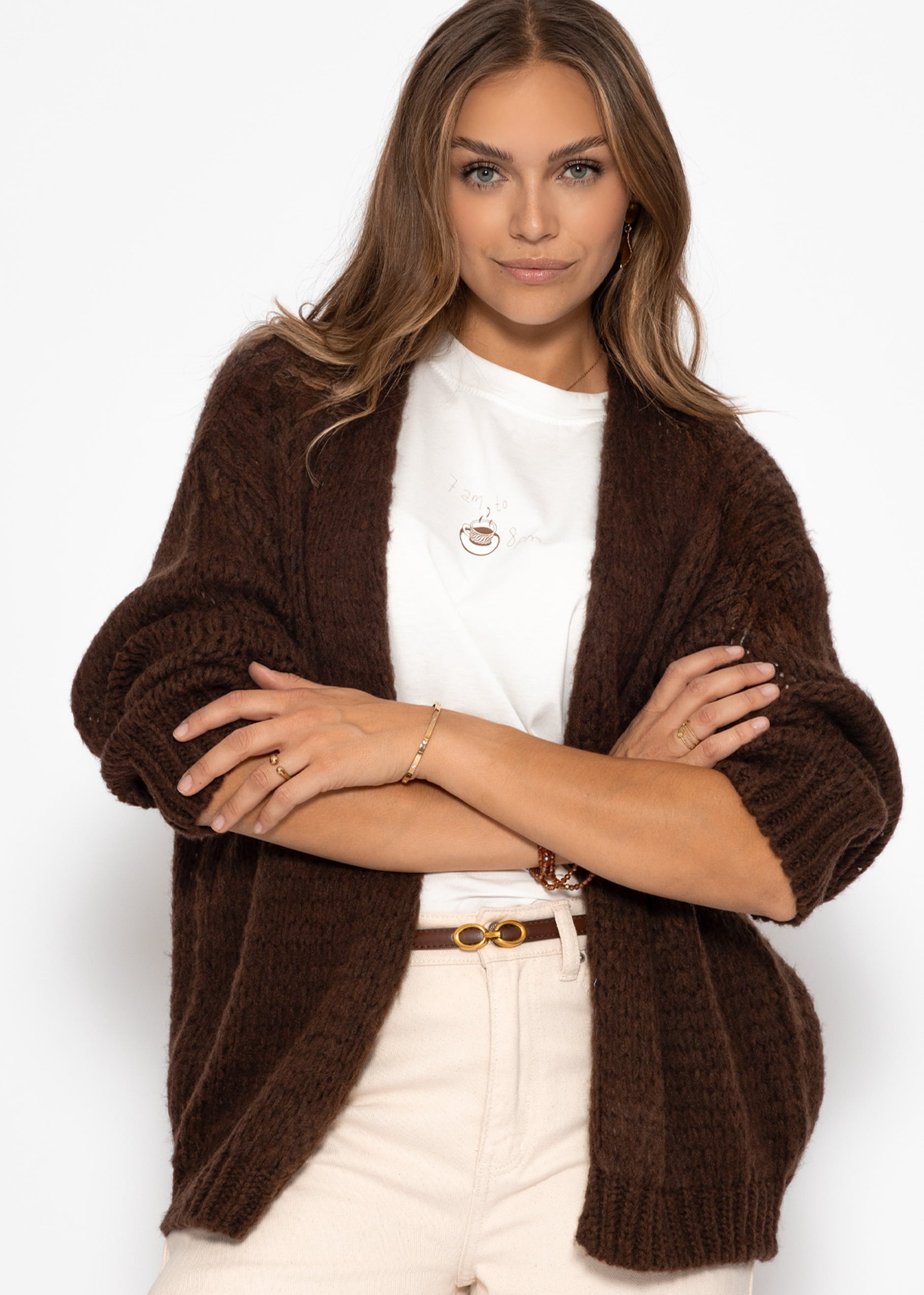 Overstørrelse Cardigan - Dunkelbraun