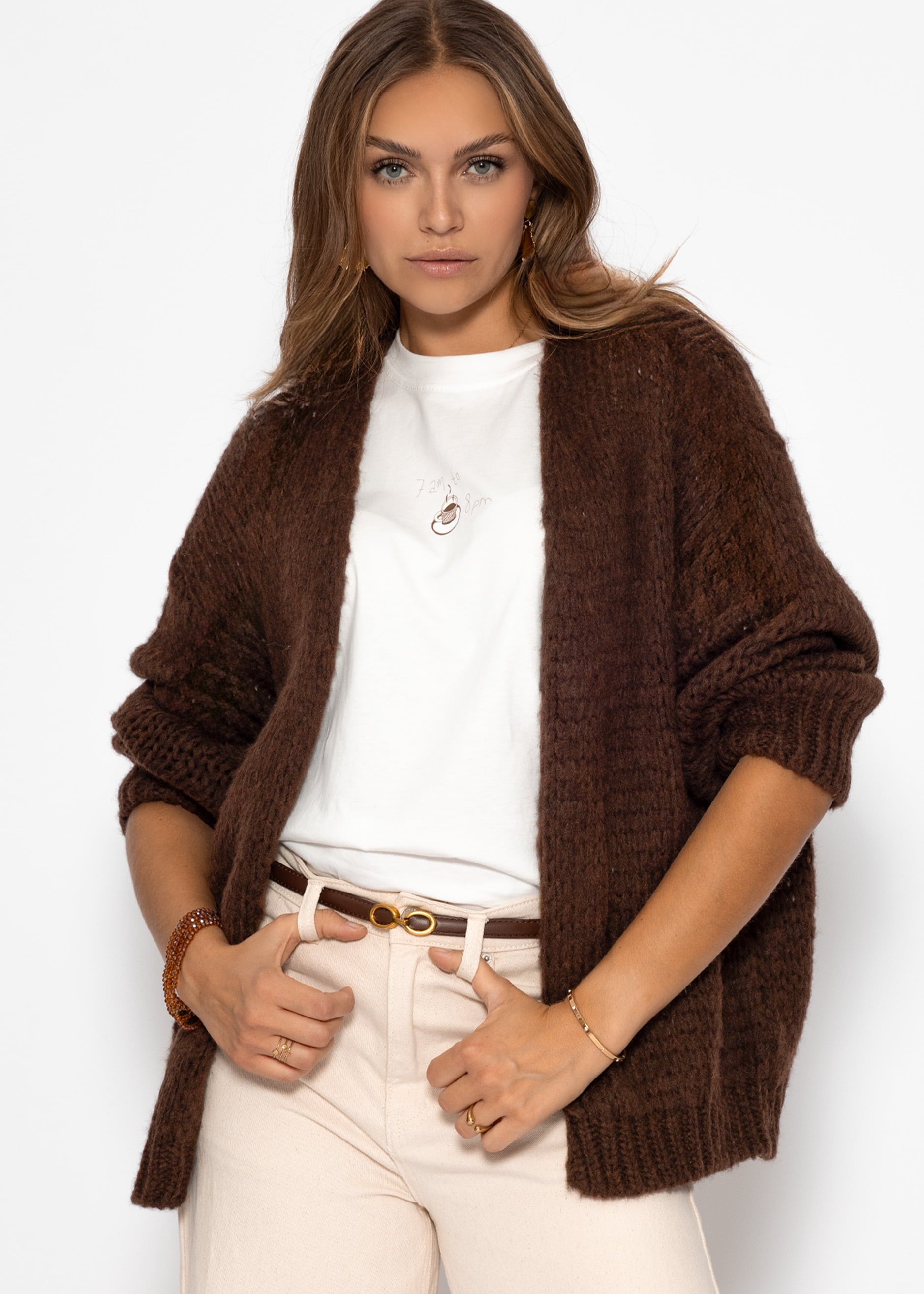 Overstørrelse Cardigan - Dunkelbraun