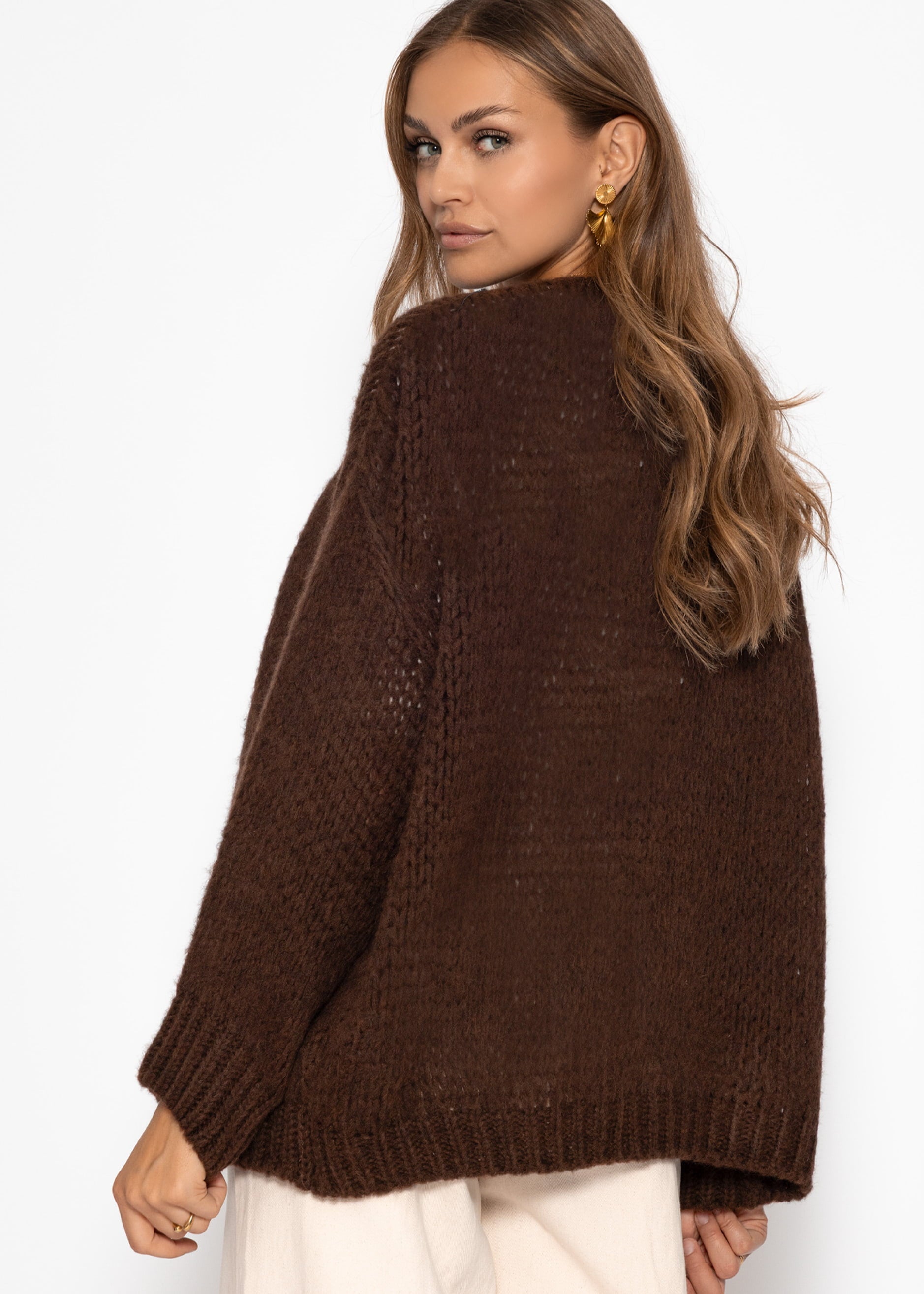 Overstørrelse Cardigan - Dunkelbraun