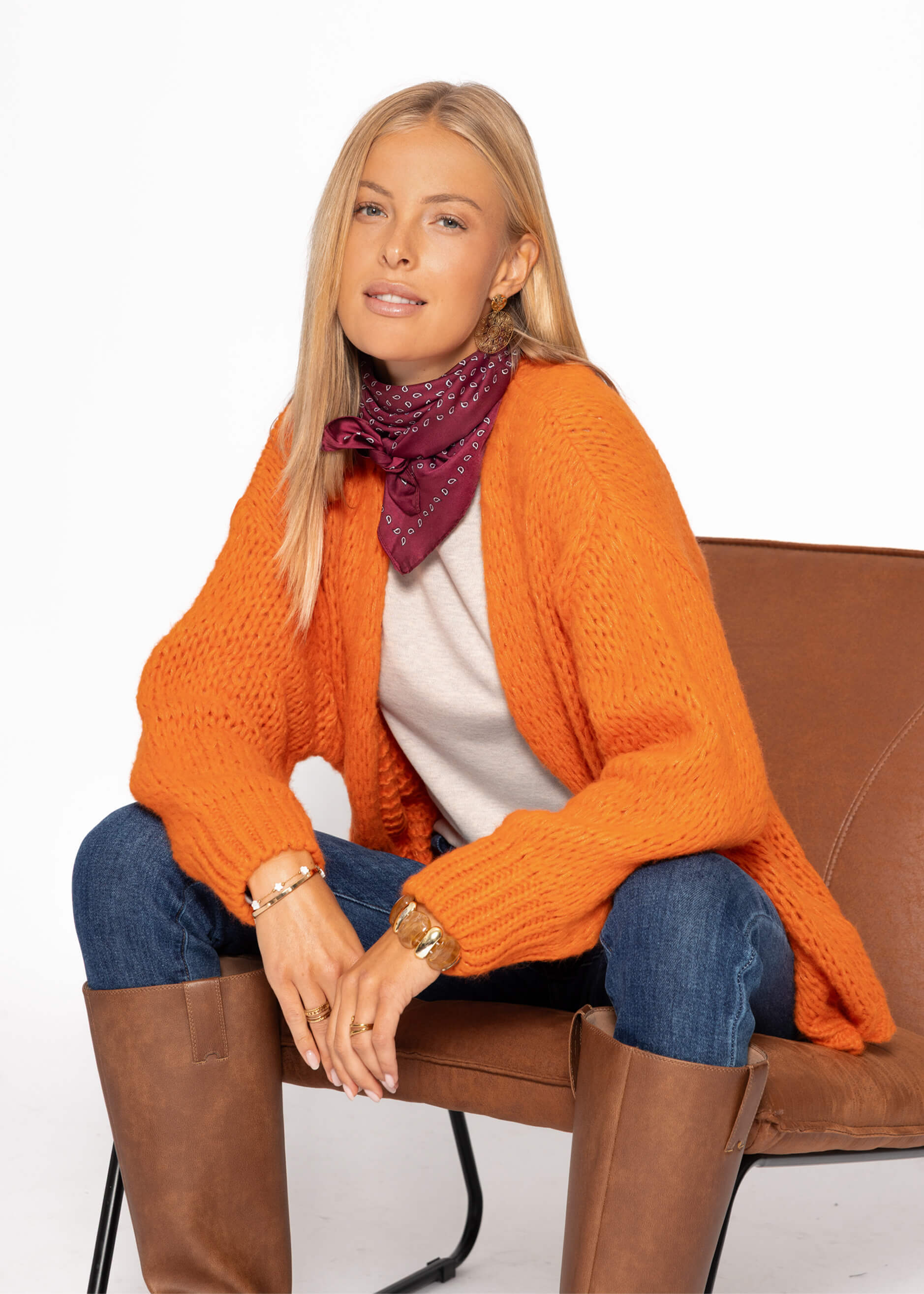 Cardigan surdimensionné - Orange