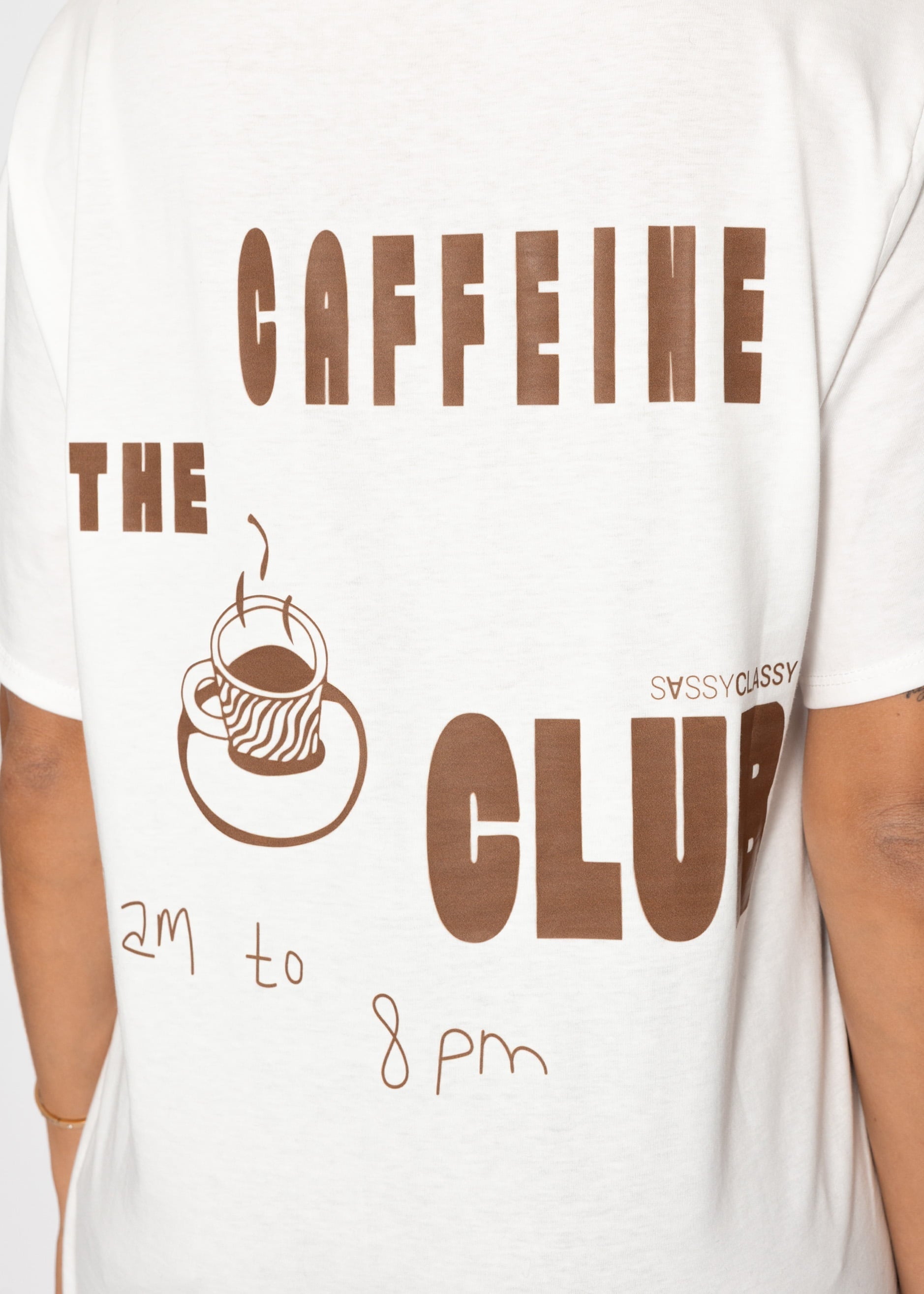 Oversize T-Shirt Mit "Kaffi Club" Drécken - Offhite