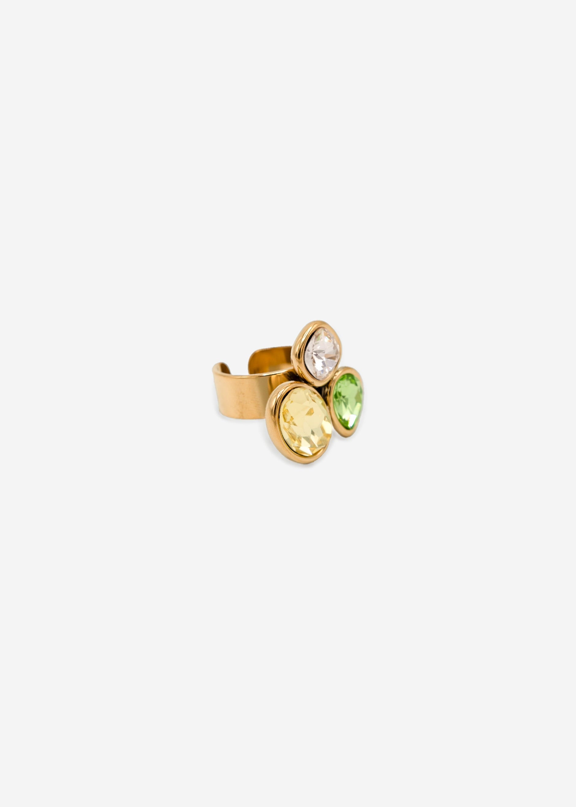 Rings Mit 3 Bunter Schmucketeinen - Gold