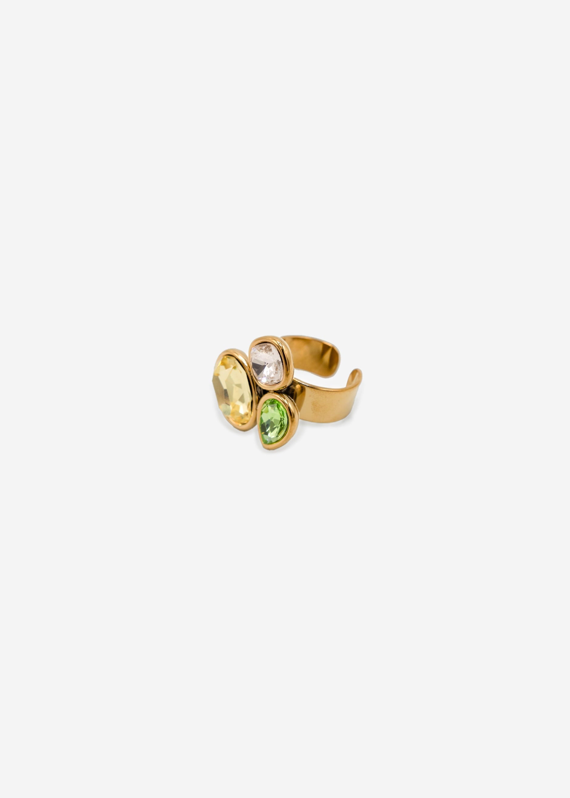 Rings Mit 3 Bunter Schmucketeinen - Gold