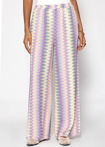 Weite slang mit multicolor-muster-flieder-rosa